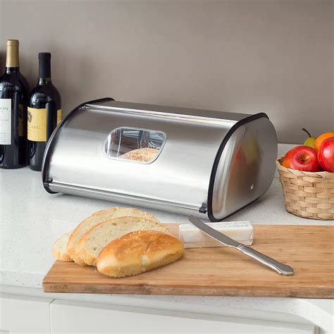 home basics steel bread box|Home Basics Stainless Steel Bread Box, Kitchen Storage and .